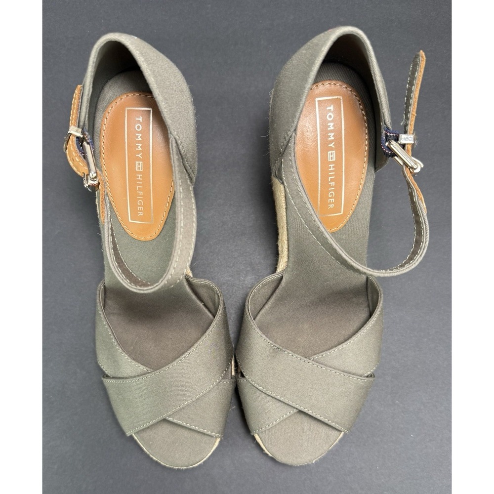Tommy Hilfiger Espadrille Wedge Sandal Size 8.5 Selena Olive Green NWOB - Picture 9 of 11